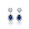 18ct White Gold Pear Cut Sapphire 2.75ct Diamond Halo Drop Earrings