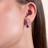 18ct White Gold Pear Cut Sapphire 2.75ct Diamond Halo Drop Earrings