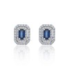 18ct White Gold Emerald Cut Sapphire 1.09ct Diamond Double Halo Earrings