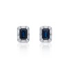 18ct White Gold Brilliant And Baguette Cut Diamond And Sapphire 0.40ct and 1.30ct Stud Earrings