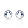 18ct White Gold Brilliant Cut Diamond 0.52ct and Sapphire 0.76ct Earrings 1
