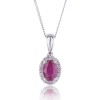 9ct White Gold Oval Cut Ruby and Diamond 0.68ct Pendant