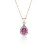 9ct Yellow Gold Pear Cut Ruby and Diamond Halo Pendant