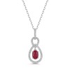 18ct White Gold Oval Cut 0.50ct Ruby and 0.20ct Diamond Link Pendant