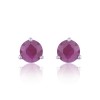 9ct White Gold Round Brilliant Ruby Stud Earrings 