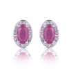 9ct White Gold Oval Cut 0.70ct Ruby and 0.10ct Diamond Earrings