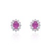 9ct White Gold Ruby and Diamond Halo Stud Earrings