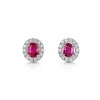 18ct White Gold Oval Ruby and Diamond Halo Earrings