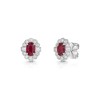 18ct White Gold 1.47ct Oval Cut Ruby & Mixed Cut Diamond Halo Earrings