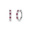 18ct White Gold Round Brilliant Ruby and Diamond Hoop Earrings 0.85ct