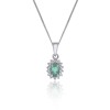 9ct White Gold 0.06ct Diamond and Emerald Halo Pendant