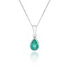 9ct White Gold Pear Emerald Rub Over Pendant