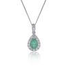 9ct White Gold 0.50ct Pear Cut Emerald and 0.19ct Diamond Halo Pendant