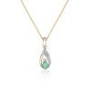 9ct Yellow Gold Pear Shape Emerald and 0.003ct Round Brilliant Diamond Loop Pendant
