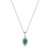 9ct White Gold Oval Cut Emerald 0.40ct and Diamond 0.08ct Halo Pendant