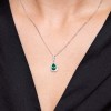18ct White Gold Pear Cut 0.75ct Emerald & 0.24ct Diamond Halo Pendant
