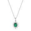 18ct White Gold Oval 1.13ct Emerald and 0.47ct Diamond Pendant