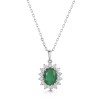 18ct White Gold Oval 1.75ct Emerald and 0.55ct Diamond Pendant