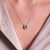 18ct White Gold Octagonal Cut Emerald with Diamond Halo 1.15ct Necklet