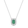 18ct White Gold Octagonal Cut Emerald with Diamond Halo 1.15ct Necklet