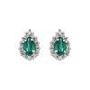 9ct White Gold Pear Cut Emerald 0.039ct Diamond Halo Earrings