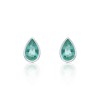 9ct White Gold Pear Cut Emerald Rub Over Earrings