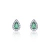 9ct White Gold Diamond 0.18ct and Emerald Halo Earrings