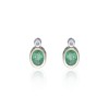 9ct Yellow Gold Diamond and 0.06ct Emerald Bezel Set Earrings