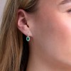 18ct White Gold Oval Cut Emerald 0.85ct and Diamond Halo Drop Earrings