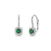 18ct White Gold Round Brilliant Emerald with Diamond Halo Drop Earrings 0.71ct