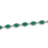 9ct White Gold 4.20ct Oval Cut Emerald and 1.00ct Diamond Cluster Bracelet