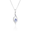 9ct White Gold Pear Cut Tanzanite and Diamond 0.01ct Cross Over Pendant
