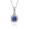 9ct White Gold 0.42ct Cushion Cut Tanzanite and Diamond Pendant
