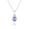 9ct White Gold 0.06ct Diamond and Tanzanite Halo Pendant