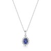 9ct White Gold 0.75ct Oval Tanzanite & Diamond Halo Solitaire Pendant