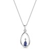9ct White Gold Pear Cut 0.19ct Tanzanite and Diamond Open Pendant