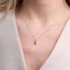 9ct White Gold Pear Cut 0.35ct Tanzanite & Diamond Open Floating Pendant