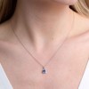 18ct White Gold Cushion Cut Tanzanite 0.60ct with Diamond Halo Pendant