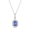 18ct White Gold Octagonal Cut Tanzanite 1.10ct with Diamond Halo Pendant