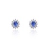 9ct White Gold 0.10ct Diamond and Tanzanite Halo Earrings