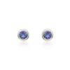 9ct Yellow Gold Tanzanite Rub Over Earrings