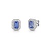 18ct White Gold 1.00ct Octaganal Cut Tanzanite & 0.19ct Diamond Halo Stud Earrings