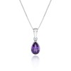 9ct White Gold Pear Cut Amethyst Rub Over Pendant