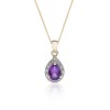 9ct Yellow Gold Amethyst and Diamond Halo Pendant