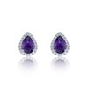 9ct White Gold Pear Cut Amethyst 1.57ct Diamond Halo Stud Earrings