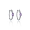9ct White Gold Marquise Cut Amethyst and Diamond Hoop Earrings