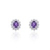 9ct White Gold Amethyst and Diamond Halo Earrings