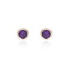 9ct Yellow Gold Amethyst Rub Over Stud Earrings