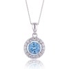 9ct White Gold Brilliant Cut Topaz 1.20ct Cubic Zirconia Halo Pendant