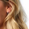 9ct White Gold Oval Cut 0.20ct Diamond and Blue Topaz Hoop Earrings